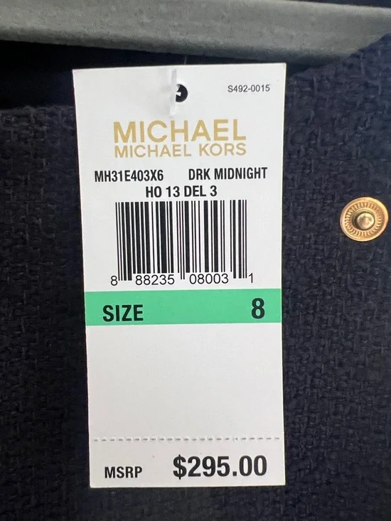 Michael Kors navy blue Women's Moto-Style Zip Jacket with Gold Hardware - Picture 2 of 5